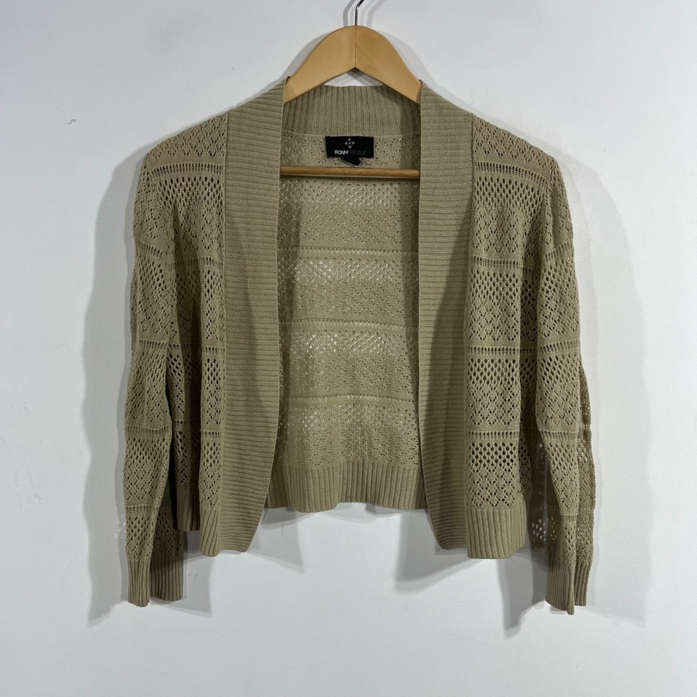 RonniNicole VTG Boho Parisian Pointelle Knit Coquette y2k Cardigan Sweater Large
